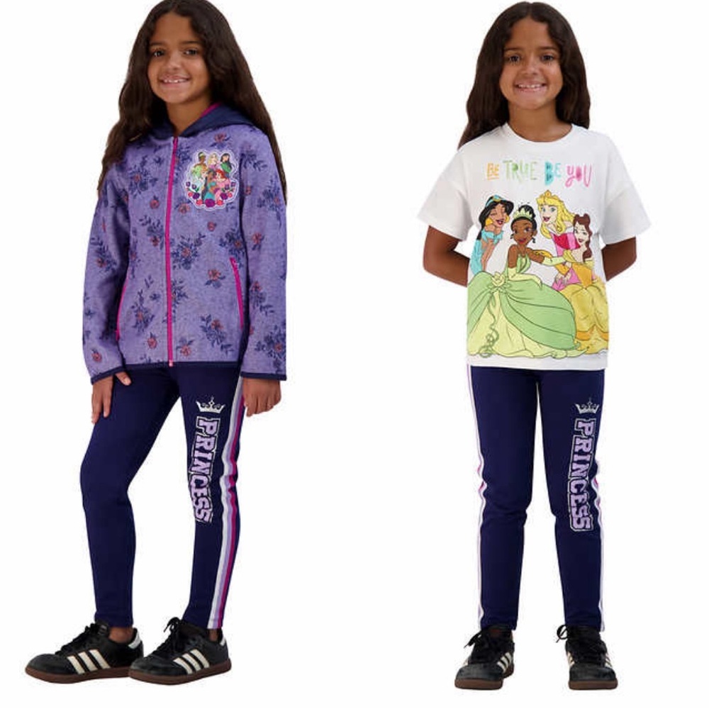 Girls Disney 3pc Set Sweater Girl Princess Purple Hoodie,Shirt,Pants Size 4T NEW